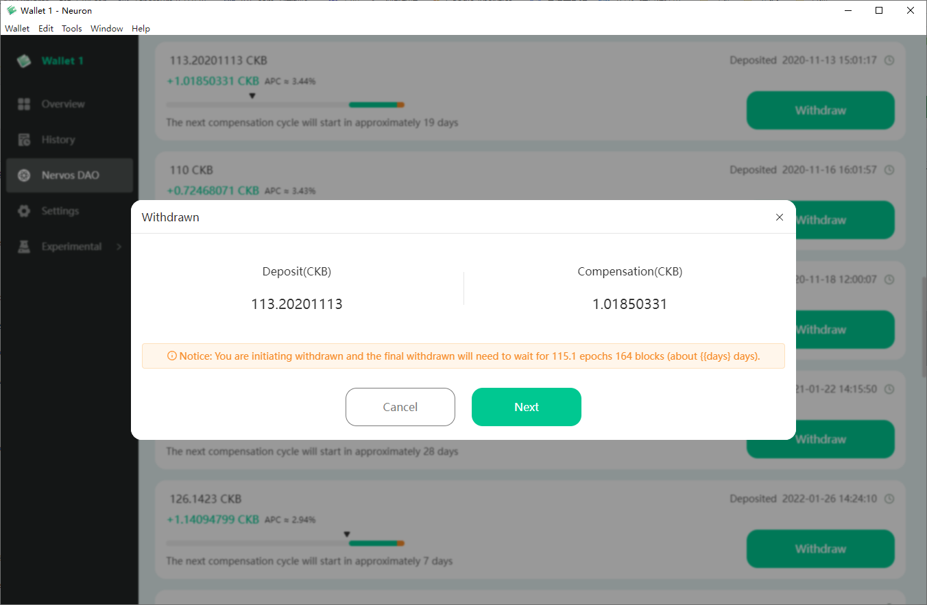 Withdraw CKB from Nervos DAO